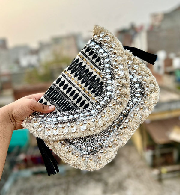 Isla Boho Clutch with Coin and tassel, Eco Friendly