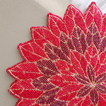 HM Red Flower Beads Table Mat (Set of 6)