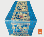 Brocade Elephant Silk Table Runner - Blue, Gold in color - hmindistyle