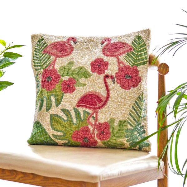 Flamingo Beads Cushion Cover