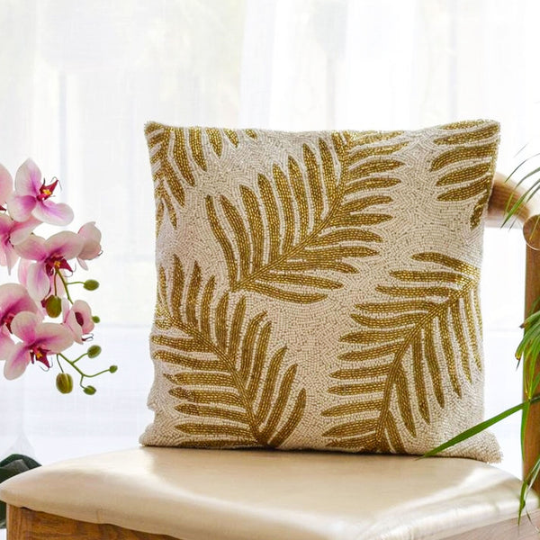 HM Gold Leaf Beads Cushion Cover