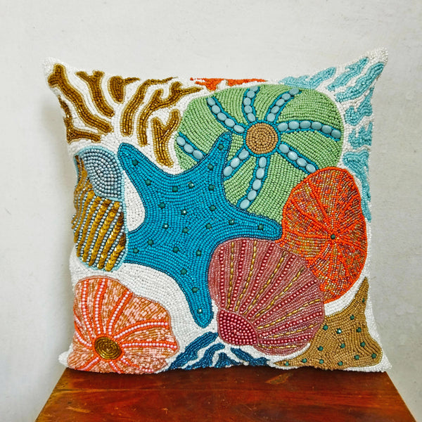 HM Multicolored Shell & Starfish Beads Cushion Cover