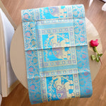 Brocade Elephant Silk Table Runner - Blue, Gold in color - hmindistyle
