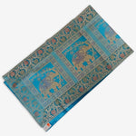 Brocade Elephant Silk Table Runner - Blue, Gold in color - hmindistyle