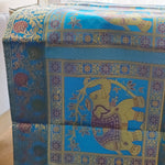 Brocade Elephant Silk Table Runner - Blue, Gold in color - hmindistyle