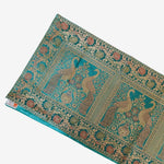 Brocade Silk Table Runner - Green, Gold in color - hmindistyle