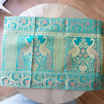 Brocade Silk Table Runner - Green, Gold in color - hmindistyle