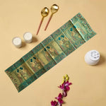 Brocade Silk Table Runner - Green, Gold in color - hmindistyle