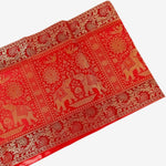 Brocade Elephant Silk Table Runner - Red, Gold in color - hmindistyle
