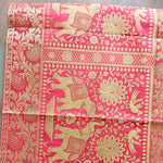 Brocade Elephant Silk Table Runner - Red, Gold in color - hmindistyle