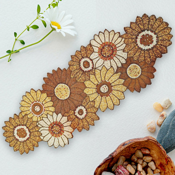 HM Majestic Sunflower Beaded Table Runner