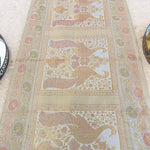 Brocade Peacock Silk Table Runner - Light Beige, Gold in color - hmindistyle