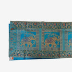 Brocade Elephant Silk Table Runner - Blue, Gold in color - hmindistyle
